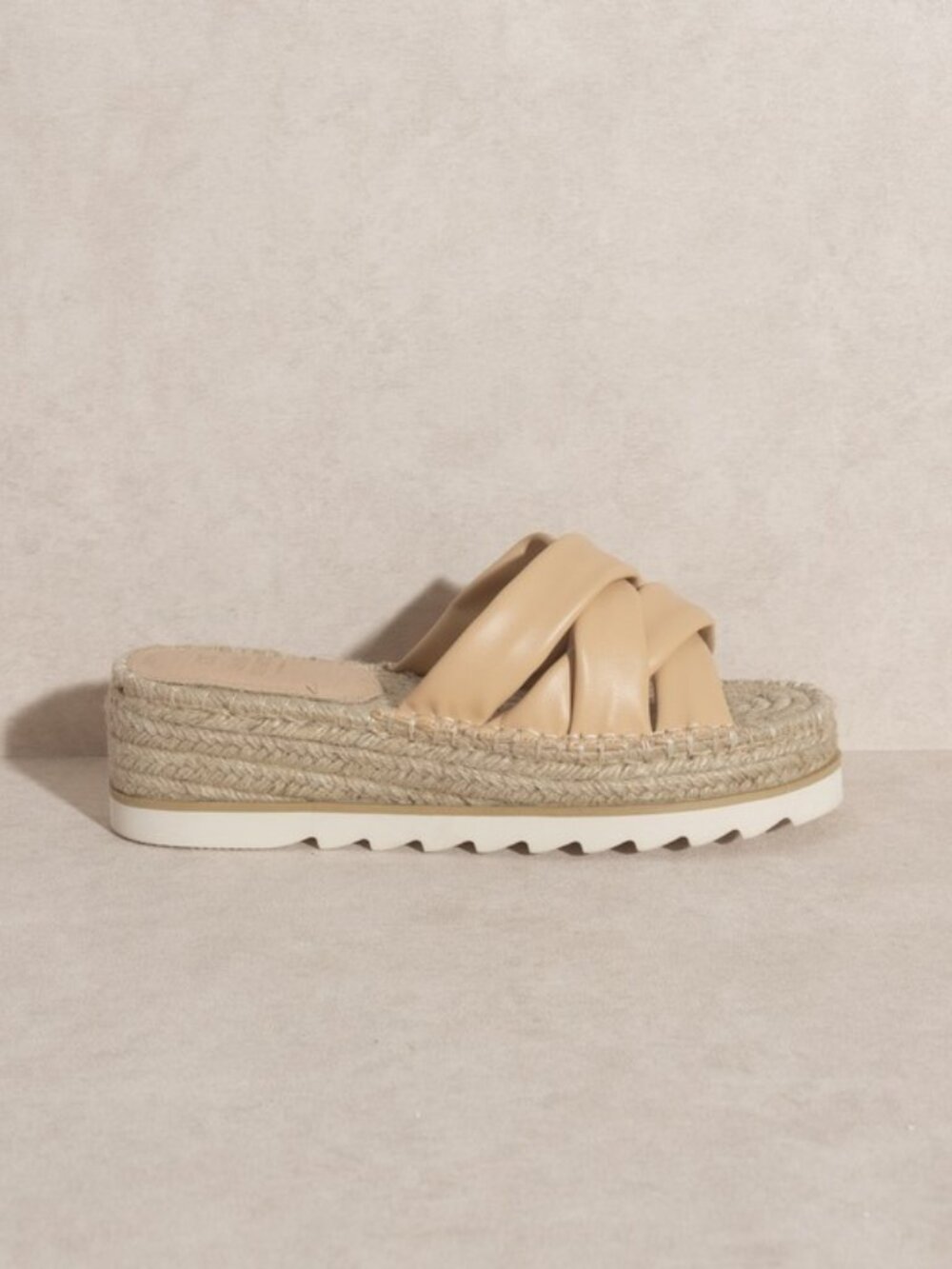 Size 8 Oasis Society Rebel Beige Criss Cross Platform Espadrille Sandals - Picture 3 of 5